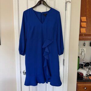 J. Crew Royal Blue V-Neck Ruffle Dress - Size 12